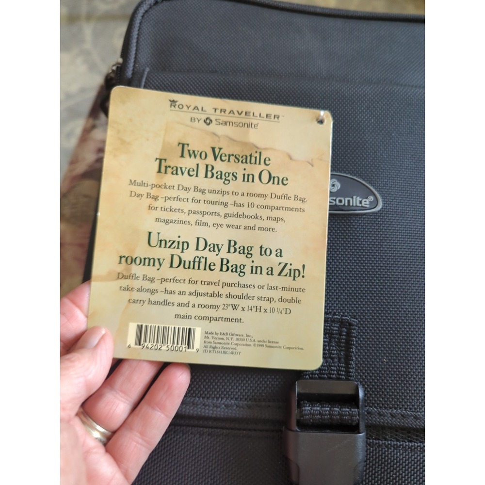 Royal Traveller Samsonite D201 Bag to Duffle 2-in-1 Vintage NWT w/Strap Black - Picture 5 of 6